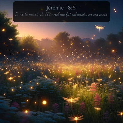 Segond Jérémie  ; image nature: image avec le verset biblique :Et la parole de l&#039;Eternel me fut adressée, en ces mots: ;  ; 18:5