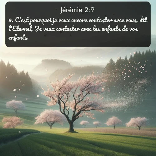Segond Jérémie  ; image nature: image avec le verset biblique :C&#039;est pourquoi je veux encore contester avec vous, dit l&#039;Eternel, Je veux contester avec les enfants de vos enfants. ;  ; 2:9