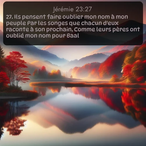 Segond Jérémie  ; image nature: image avec le verset biblique :Ils pensent faire oublier mon nom à mon peuple Par les songes que chacun d&#039;eux raconte à son prochain, Comme leurs pères ont oublié mon nom pour Baal. ;  ; 23:27