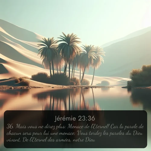Segond Jérémie  ; image nature: image avec le verset biblique :Mais vous ne direz plus: Menace de l&#039;Eternel! Car la parole de chacun sera pour lui une menace; Vous tordez les paroles du Dieu vivant, De l&#039;Eternel des armées, notre Dieu. ;  ; 23:36