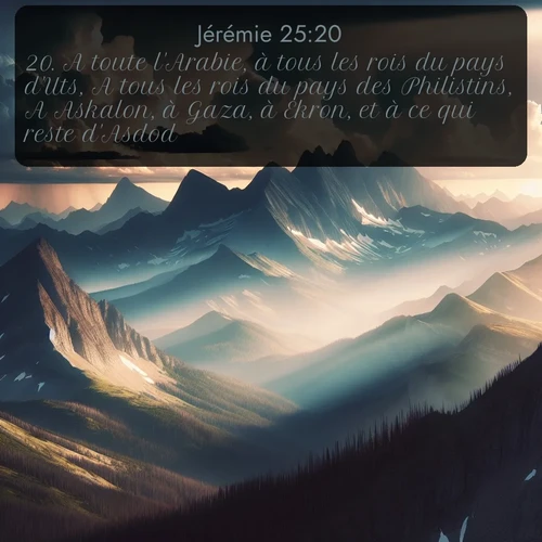 Segond Jérémie  ; image nature: image avec le verset biblique :A toute l&#039;Arabie, à tous les rois du pays d&#039;Uts, A tous les rois du pays des Philistins, A Askalon, à Gaza, à Ekron, et à ce qui reste d&#039;Asdod; ;  ; 25:20