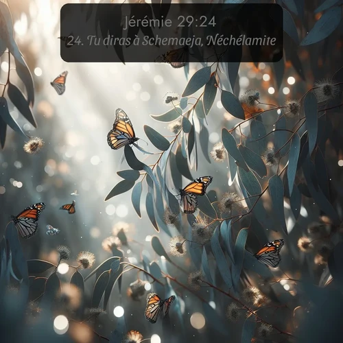 Segond Jérémie  ; image nature: image avec le verset biblique :Tu diras à Schemaeja, Néchélamite: ;  ; 29:24