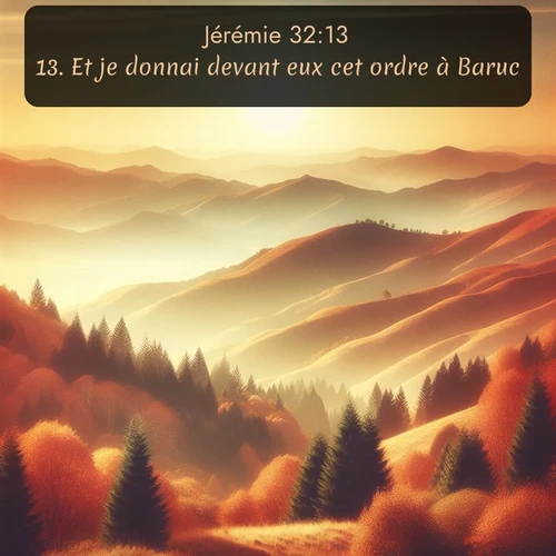 Segond Jérémie  ; image nature: image avec le verset biblique :Et je donnai devant eux cet ordre à Baruc: ;  ; 32:13