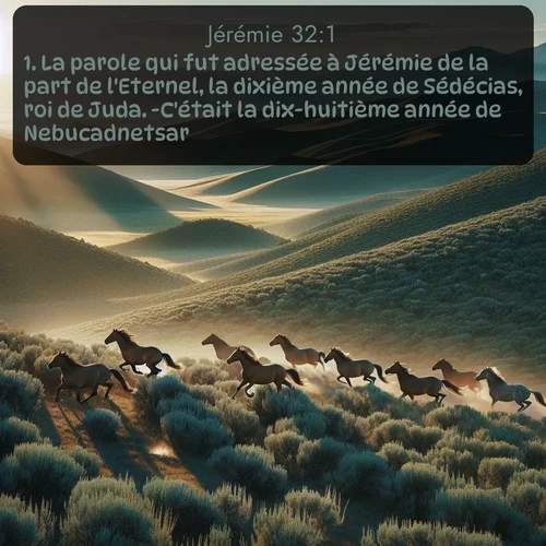 Segond Jérémie  ; image nature: image avec le verset biblique :La parole qui fut adressée à Jérémie de la part de l&#039;Eternel, la dixième année de Sédécias, roi de Juda. -C&#039;était la dix-huitième année de Nebucadnetsar. ;  ; 32:1