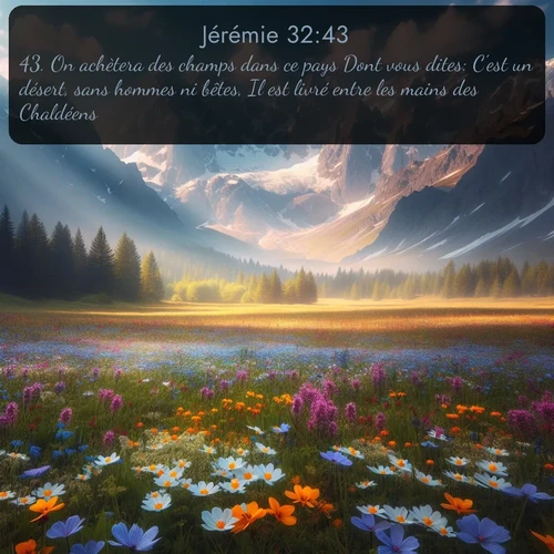 Segond Jérémie  ; image nature: image avec le verset biblique :On achètera des champs dans ce pays Dont vous dites: C&#039;est un désert, sans hommes ni bêtes, Il est livré entre les mains des Chaldéens. ;  ; 32:43