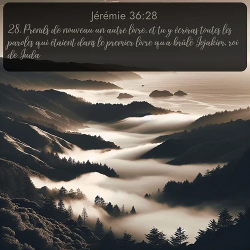 Segond Jérémie  ; image nature: image avec le verset biblique :Prends de nouveau un autre livre, et tu y écriras toutes les paroles qui étaient dans le premier livre qu&#039;a brûlé Jojakim, roi de Juda. ;  ; 36:28