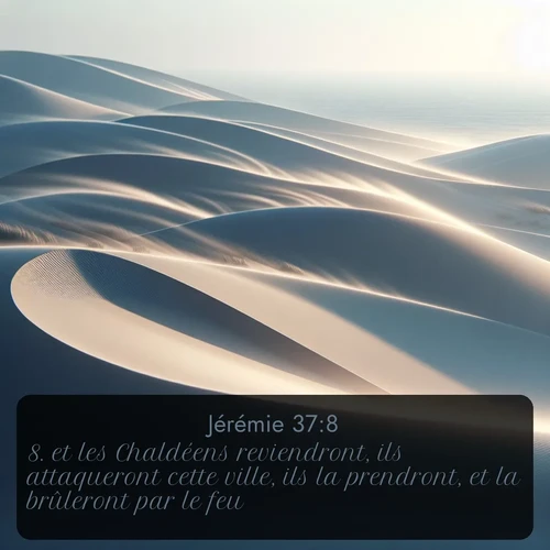 Segond Jérémie  ; image nature: image avec le verset biblique :et les Chaldéens reviendront, ils attaqueront cette ville, ils la prendront, et la brûleront par le feu. ;  ; 37:8