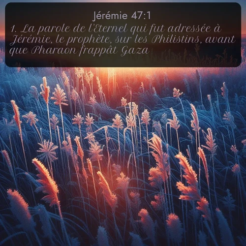 Segond Jérémie  ; image nature: image avec le verset biblique :La parole de l&#039;Eternel qui fut adressée à Jérémie, le prophète, sur les Philistins, avant que Pharaon frappât Gaza. ;  ; 47:1