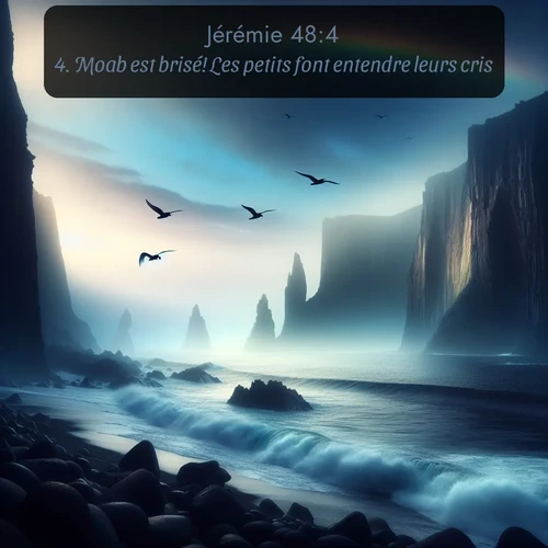 Segond Jérémie  ; image nature: image avec le verset biblique :Moab est brisé! Les petits font entendre leurs cris. ;  ; 48:4
