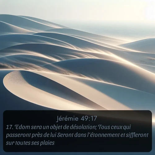 Segond Jérémie  ; image nature: image avec le verset biblique :Edom sera un objet de désolation; Tous ceux qui passeront près de lui Seront dans l&#039;étonnement et siffleront sur toutes ses plaies. ;  ; 49:17