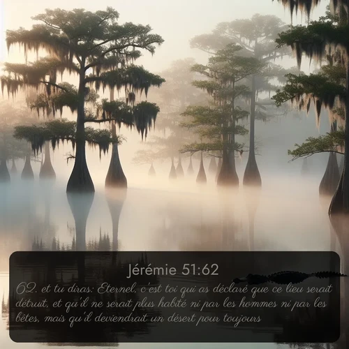 Segond Jérémie  ; image nature: image avec le verset biblique :et tu diras: Eternel, c&#039;est toi qui as déclaré que ce lieu serait détruit, et qu&#039;il ne serait plus habité ni par les hommes ni par les bêtes, mais qu&#039;il deviendrait un désert pour toujours. ;  ; 51:62