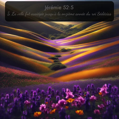 Segond Jérémie  ; image nature: image avec le verset biblique :La ville fut assiégée jusqu&#039;à la onzième année du roi Sédécias. ;  ; 52:5