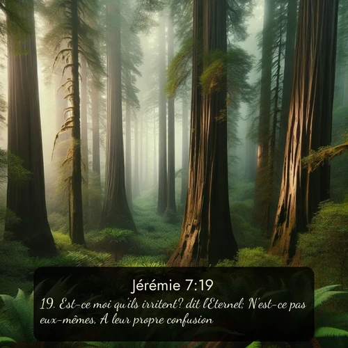 Segond Jérémie  ; image nature: image avec le verset biblique :Est-ce moi qu&#039;ils irritent? dit l&#039;Eternel; N&#039;est-ce pas eux-mêmes, A leur propre confusion? ;  ; 7:19