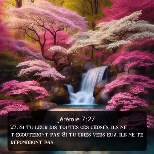 Segond Jérémie  ; image nature: image avec le verset biblique :Si tu leur dis toutes ces choses, ils ne t&#039;écouteront pas; Si tu cries vers eux, ils ne te répondront pas. ;  ; 7:27