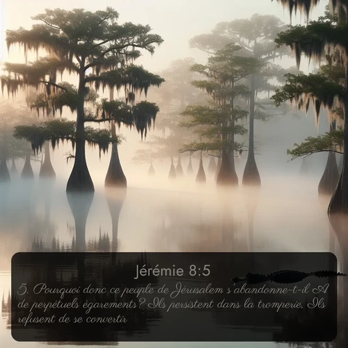 Segond Jérémie  ; image nature: image avec le verset biblique :Pourquoi donc ce peuple de Jérusalem s&#039;abandonne-t-il A de perpétuels égarements? Ils persistent dans la tromperie, Ils refusent de se convertir. ;  ; 8:5