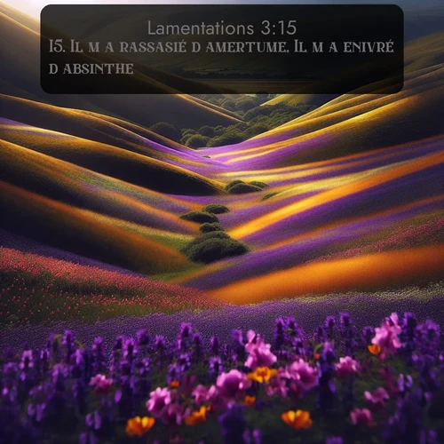 Segond Lamentations  ; image nature: image avec le verset biblique :Il m&#039;a rassasié d&#039;amertume, Il m&#039;a enivré d&#039;absinthe. ;  ; 3:15
