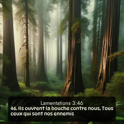 Segond Lamentations  ; image nature: image avec le verset biblique :Ils ouvrent la bouche contre nous, Tous ceux qui sont nos ennemis. ;  ; 3:46