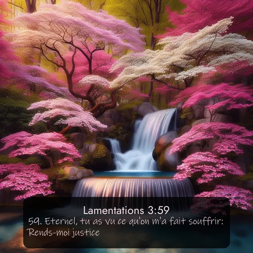 Segond Lamentations  ; image nature: image avec le verset biblique :Eternel, tu as vu ce qu&#039;on m&#039;a fait souffrir: Rends-moi justice! ;  ; 3:59