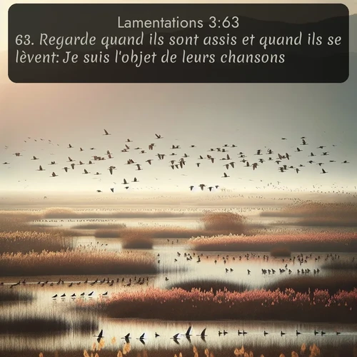 Segond Lamentations  ; image nature: image avec le verset biblique :Regarde quand ils sont assis et quand ils se lèvent: Je suis l&#039;objet de leurs chansons. ;  ; 3:63