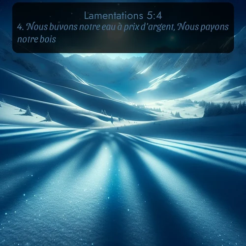Segond Lamentations  ; image nature: image avec le verset biblique :Nous buvons notre eau à prix d&#039;argent, Nous payons notre bois. ;  ; 5:4