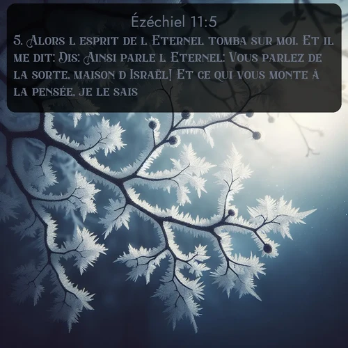 Segond Ézéchiel  ; image nature: image avec le verset biblique :Alors l&#039;esprit de l&#039;Eternel tomba sur moi. Et il me dit: Dis: Ainsi parle l&#039;Eternel: Vous parlez de la sorte, maison d&#039;Israël! Et ce qui vous monte à la pensée, je le sais. ;  ; 11:5