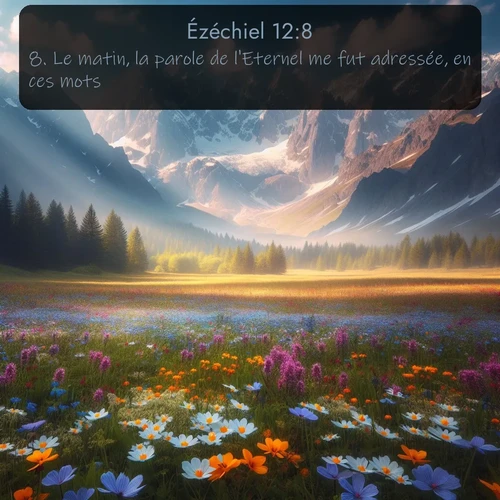 Segond Ézéchiel  ; image nature: image avec le verset biblique :Le matin, la parole de l&#039;Eternel me fut adressée, en ces mots: ;  ; 12:8