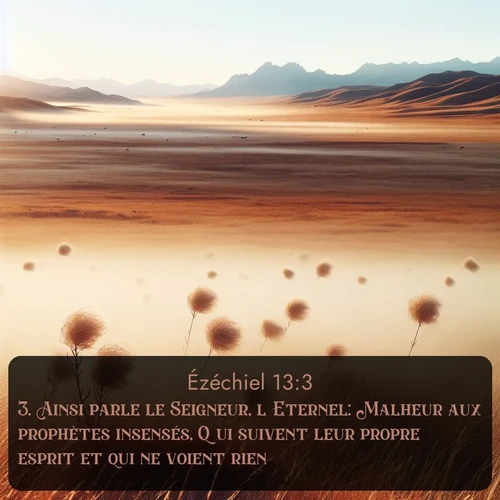 Segond Ézéchiel  ; image nature: image avec le verset biblique :Ainsi parle le Seigneur, l&#039;Eternel: Malheur aux prophètes insensés, Qui suivent leur propre esprit et qui ne voient rien! ;  ; 13:3