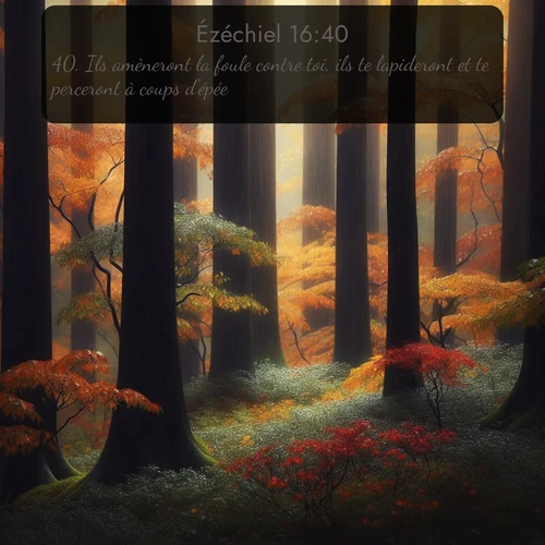 Segond Ézéchiel  ; image nature: image avec le verset biblique :Ils amèneront la foule contre toi, ils te lapideront et te perceront à coups d&#039;épée; ;  ; 16:40