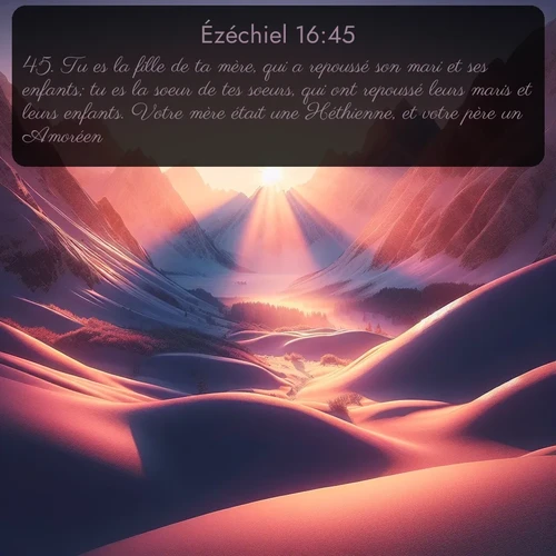 Segond Ézéchiel  ; image nature: image avec le verset biblique :Tu es la fille de ta mère, qui a repoussé son mari et ses enfants; tu es la soeur de tes soeurs, qui ont repoussé leurs maris et leurs enfants. Votre mère était une Héthienne, et votre père un Amoréen. ;  ; 16:45