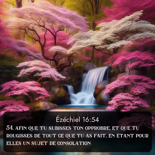Segond Ézéchiel  ; image nature: image avec le verset biblique :afin que tu subisses ton opprobre, et que tu rougisses de tout ce que tu as fait, en étant pour elles un sujet de consolation. ;  ; 16:54