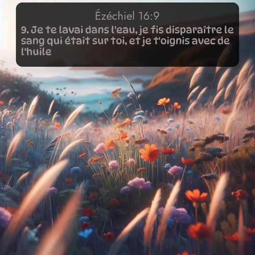 Segond Ézéchiel  ; image nature: image avec le verset biblique :Je te lavai dans l&#039;eau, je fis disparaître le sang qui était sur toi, et je t&#039;oignis avec de l&#039;huile. ;  ; 16:9