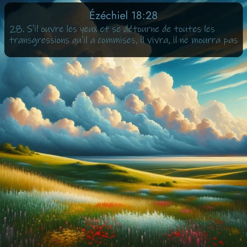 Segond Ézéchiel  ; image nature: image avec le verset biblique :S&#039;il ouvre les yeux et se détourne de toutes les transgressions qu&#039;il a commises, il vivra, il ne mourra pas. ;  ; 18:28