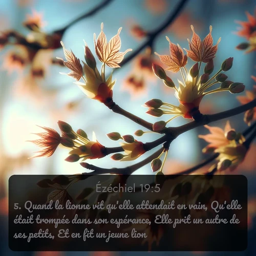 Segond Ézéchiel  ; image nature: image avec le verset biblique :Quand la lionne vit qu&#039;elle attendait en vain, Qu&#039;elle était trompée dans son espérance, Elle prit un autre de ses petits, Et en fit un jeune lion. ;  ; 19:5