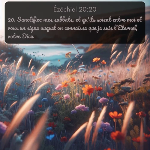 Segond Ézéchiel  ; image nature: image avec le verset biblique :Sanctifiez mes sabbats, et qu&#039;ils soient entre moi et vous un signe auquel on connaisse que je suis l&#039;Eternel, votre Dieu. ;  ; 20:20