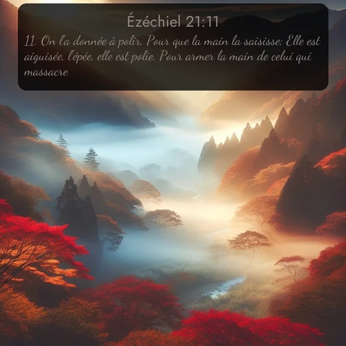 Segond Ézéchiel  ; image nature: image avec le verset biblique :On l&#039;a donnée à polir, Pour que la main la saisisse; Elle est aiguisée, l&#039;épée, elle est polie, Pour armer la main de celui qui massacre. ;  ; 21:11