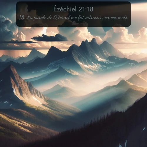 Segond Ézéchiel  ; image nature: image avec le verset biblique :La parole de l&#039;Eternel me fut adressée, en ces mots: ;  ; 21:18