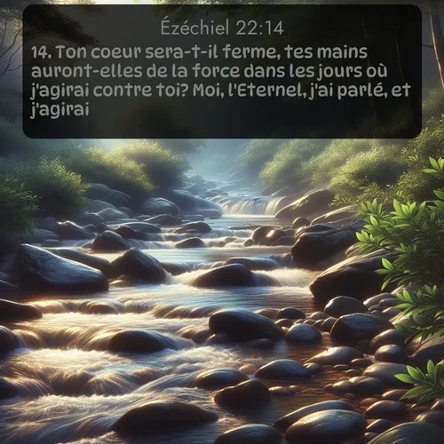 Segond Ézéchiel  ; image nature: image avec le verset biblique :Ton coeur sera-t-il ferme, tes mains auront-elles de la force dans les jours où j&#039;agirai contre toi? Moi, l&#039;Eternel, j&#039;ai parlé, et j&#039;agirai. ;  ; 22:14