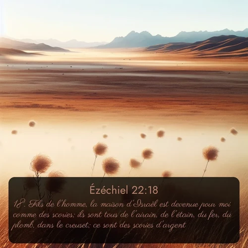 Segond Ézéchiel  ; image nature: image avec le verset biblique :Fils de l&#039;homme, la maison d&#039;Israël est devenue pour moi comme des scories; ils sont tous de l&#039;airain, de l&#039;étain, du fer, du plomb, dans le creuset; ce sont des scories d&#039;argent. ;  ; 22:18