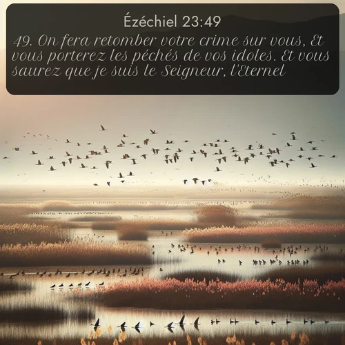 Segond Ézéchiel  ; image nature: image avec le verset biblique :On fera retomber votre crime sur vous, Et vous porterez les péchés de vos idoles. Et vous saurez que je suis le Seigneur, l&#039;Eternel. ;  ; 23:49