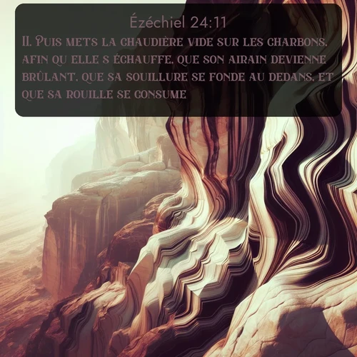 Segond Ézéchiel  ; image nature: image avec le verset biblique :Puis mets la chaudière vide sur les charbons, afin qu&#039;elle s&#039;échauffe, que son airain devienne brûlant, que sa souillure se fonde au dedans, et que sa rouille se consume. ;  ; 24:11