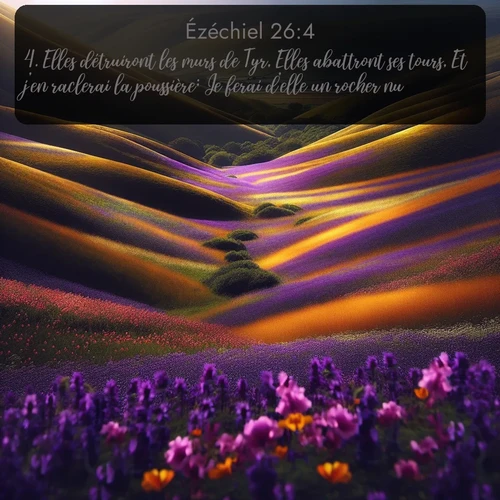 Segond Ézéchiel  ; image nature: image avec le verset biblique :Elles détruiront les murs de Tyr, Elles abattront ses tours, Et j&#039;en raclerai la poussière; Je ferai d&#039;elle un rocher nu; ;  ; 26:4