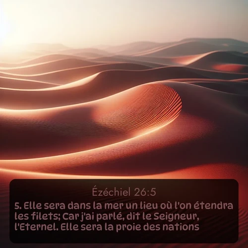 Segond Ézéchiel  ; image nature: image avec le verset biblique :Elle sera dans la mer un lieu où l&#039;on étendra les filets; Car j&#039;ai parlé, dit le Seigneur, l&#039;Eternel. Elle sera la proie des nations. ;  ; 26:5