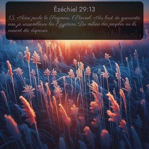 Segond Ézéchiel  ; image nature: image avec le verset biblique :Ainsi parle le Seigneur, l&#039;Eternel: Au bout de quarante ans je rassemblerai les Egyptiens Du milieu des peuples où ils auront été dispersés. ;  ; 29:13