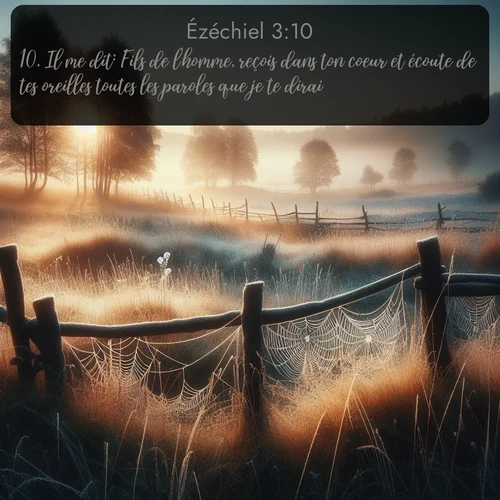Segond Ézéchiel  ; image nature: image avec le verset biblique :Il me dit: Fils de l&#039;homme, reçois dans ton coeur et écoute de tes oreilles toutes les paroles que je te dirai! ;  ; 3:10
