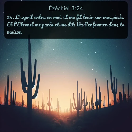 Segond Ézéchiel  ; image nature: image avec le verset biblique :L&#039;esprit entra en moi, et me fit tenir sur mes pieds. Et l&#039;Eternel me parla et me dit: Va t&#039;enfermer dans ta maison. ;  ; 3:24