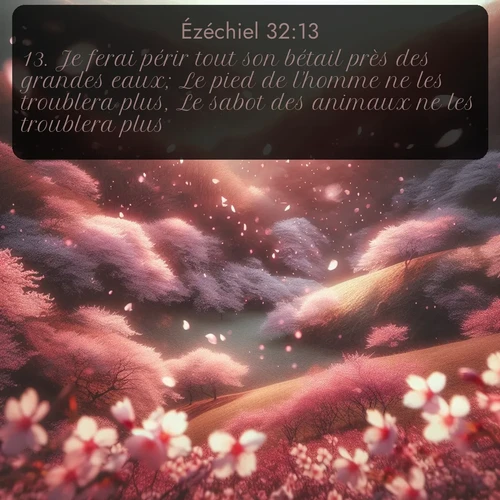 Segond Ézéchiel  ; image nature: image avec le verset biblique :Je ferai périr tout son bétail près des grandes eaux; Le pied de l&#039;homme ne les troublera plus, Le sabot des animaux ne les troublera plus. ;  ; 32:13