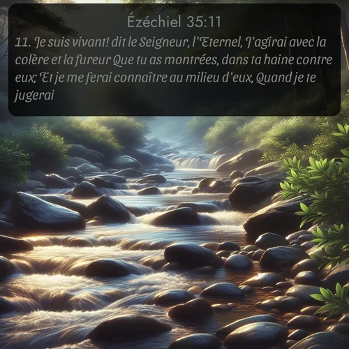 Segond Ézéchiel  ; image nature: image avec le verset biblique :Je suis vivant! dit le Seigneur, l&#039;Eternel, J&#039;agirai avec la colère et la fureur Que tu as montrées, dans ta haine contre eux; Et je me ferai connaître au milieu d&#039;eux, Quand je te jugerai. ;  ; 35:11