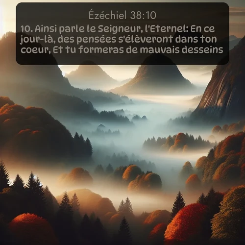 Segond Ézéchiel  ; image nature: image avec le verset biblique :Ainsi parle le Seigneur, l&#039;Eternel: En ce jour-là, des pensées s&#039;élèveront dans ton coeur, Et tu formeras de mauvais desseins. ;  ; 38:10