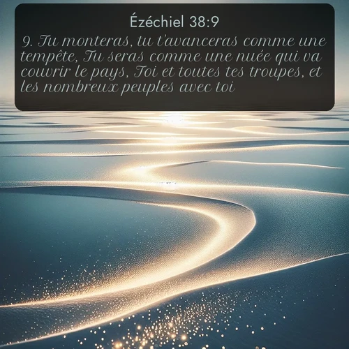 Segond Ézéchiel  ; image nature: image avec le verset biblique :Tu monteras, tu t&#039;avanceras comme une tempête, Tu seras comme une nuée qui va couvrir le pays, Toi et toutes tes troupes, et les nombreux peuples avec toi. ;  ; 38:9