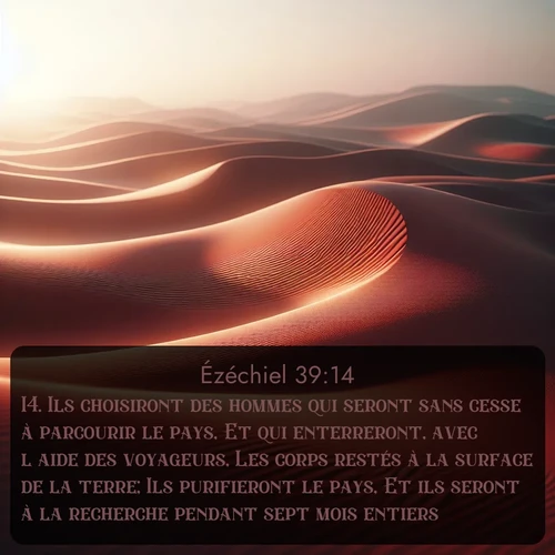 Segond Ézéchiel  ; image nature: image avec le verset biblique :Ils choisiront des hommes qui seront sans cesse à parcourir le pays, Et qui enterreront, avec l&#039;aide des voyageurs, Les corps restés à la surface de la terre; Ils purifieront le pays, Et ils seront à la recherche pendant sept mois entiers. ;  ; 39:14